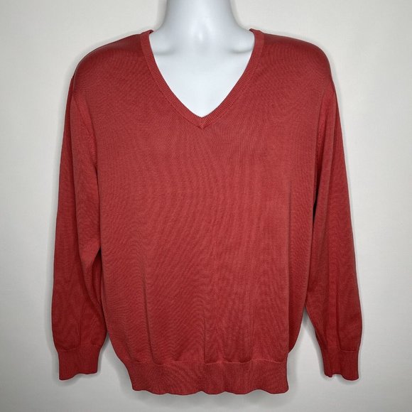Pendleton Other - Pendleton Coral Red Orange Silk Blend V-neck Pullover Sweater